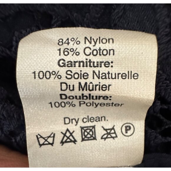 2/$30 Madewell Navy Lace Dress Size 4 Silk Trim & Polyester Lining - Picture 13 of 15